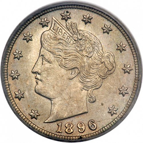 5 cent Obverse Image minted in UNITED STATES in 1896 (Liberty)  - The Coin Database