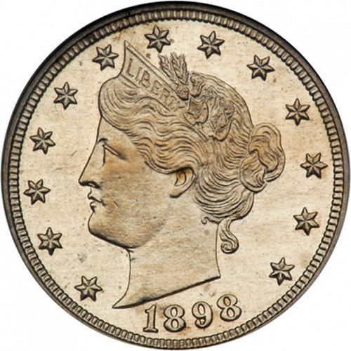 5 cent Obverse Image minted in UNITED STATES in 1898 (Liberty)  - The Coin Database
