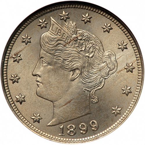 5 cent Obverse Image minted in UNITED STATES in 1899 (Liberty)  - The Coin Database