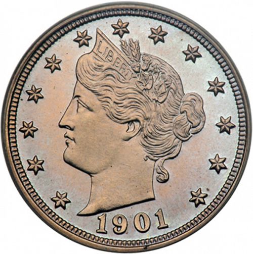 5 cent Obverse Image minted in UNITED STATES in 1901 (Liberty)  - The Coin Database