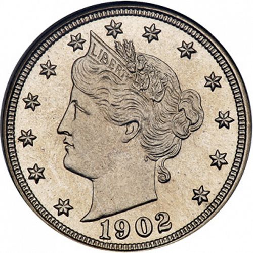 5 cent Obverse Image minted in UNITED STATES in 1902 (Liberty)  - The Coin Database