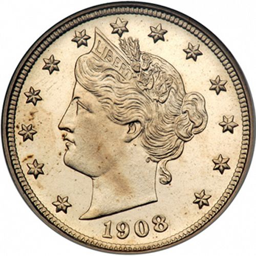 5 cent Obverse Image minted in UNITED STATES in 1908 (Liberty)  - The Coin Database