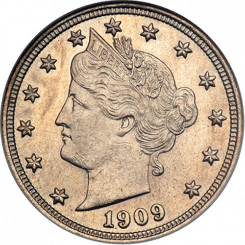 5 cent Obverse Image minted in UNITED STATES in 1909 (Liberty)  - The Coin Database