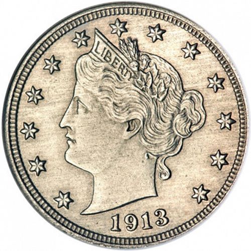 5 cent Obverse Image minted in UNITED STATES in 1913 (Liberty)  - The Coin Database