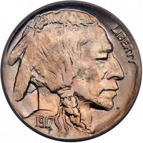 5 cent Obverse Image minted in UNITED STATES in 1917D (Buffalo - Line Type)  - The Coin Database