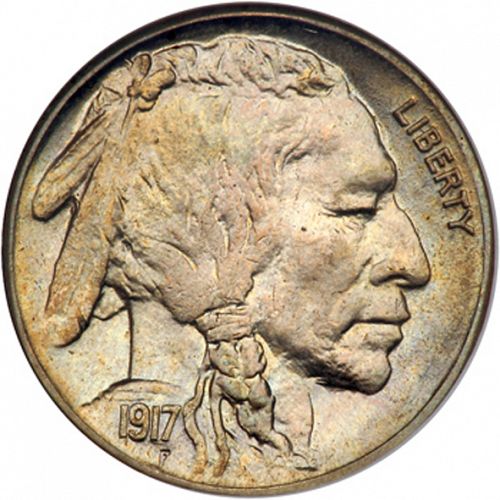 5 cent Obverse Image minted in UNITED STATES in 1917S (Buffalo - Line Type)  - The Coin Database
