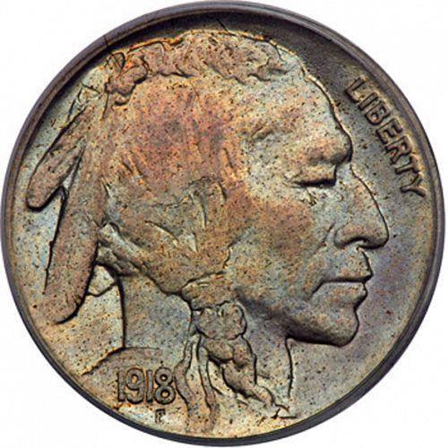 5 cent Obverse Image minted in UNITED STATES in 1918S (Buffalo - Line Type)  - The Coin Database