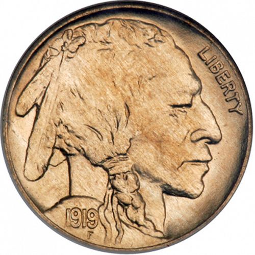 5 cent Obverse Image minted in UNITED STATES in 1919 (Buffalo - Line Type)  - The Coin Database