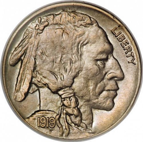 5 cent Obverse Image minted in UNITED STATES in 1919D (Buffalo - Line Type)  - The Coin Database