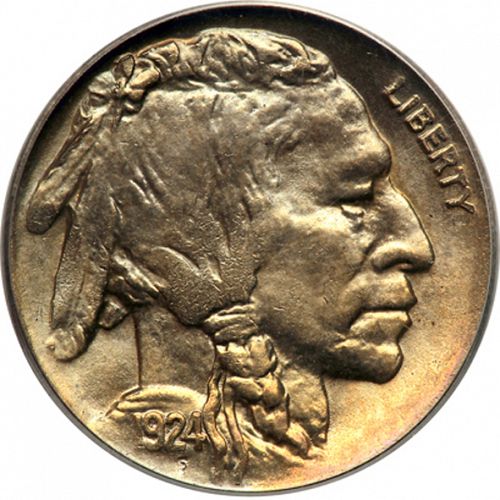 5 cent Obverse Image minted in UNITED STATES in 1924D (Buffalo - Line Type)  - The Coin Database