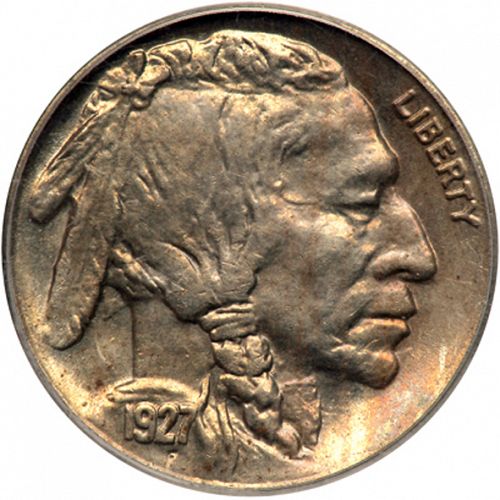 5 cent Obverse Image minted in UNITED STATES in 1927D (Buffalo - Line Type)  - The Coin Database