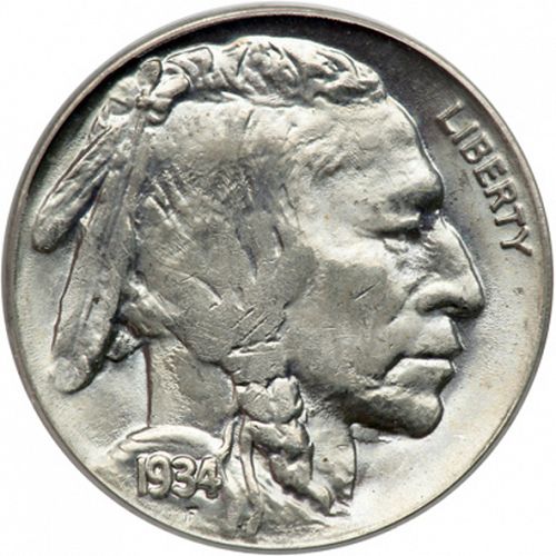 5 cent Obverse Image minted in UNITED STATES in 1934 (Buffalo - Line Type)  - The Coin Database