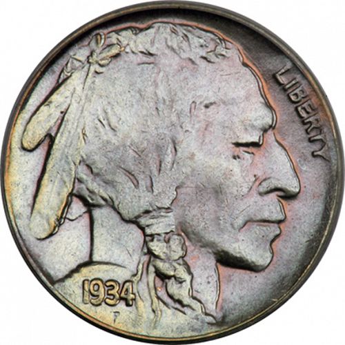 5 cent Obverse Image minted in UNITED STATES in 1934D (Buffalo - Line Type)  - The Coin Database