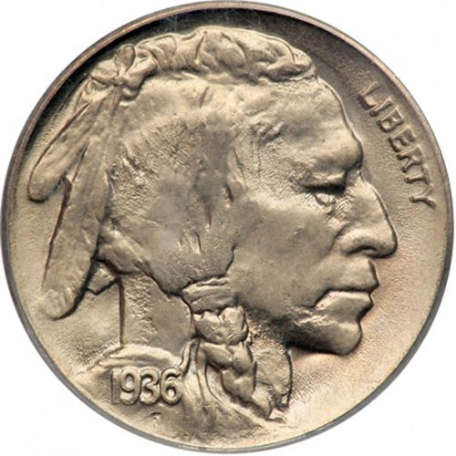 5 cent Obverse Image minted in UNITED STATES in 1936D (Buffalo - Line Type)  - The Coin Database