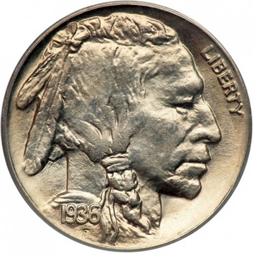 5 cent Obverse Image minted in UNITED STATES in 1936S (Buffalo - Line Type)  - The Coin Database