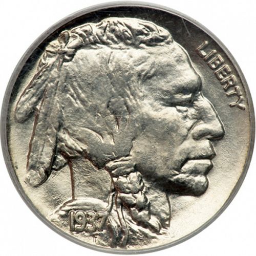 5 cent Obverse Image minted in UNITED STATES in 1937 (Buffalo - Line Type)  - The Coin Database