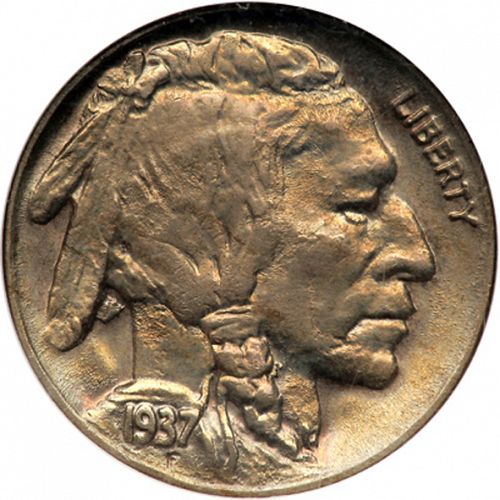 5 cent Obverse Image minted in UNITED STATES in 1937D (Buffalo - Line Type)  - The Coin Database