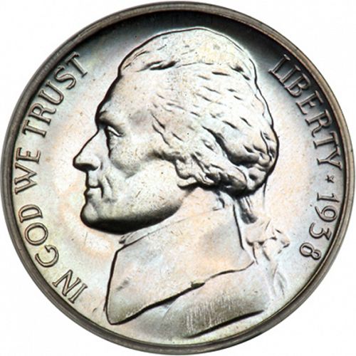 5 cent Obverse Image minted in UNITED STATES in 1938 (Jefferson)  - The Coin Database
