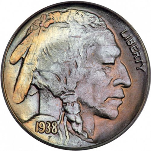 5 cent Obverse Image minted in UNITED STATES in 1938D (Buffalo - Line Type)  - The Coin Database