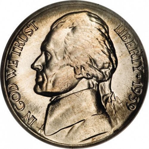 5 cent Obverse Image minted in UNITED STATES in 1939S (Jefferson)  - The Coin Database