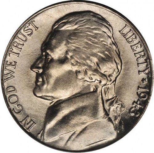 5 cent Obverse Image minted in UNITED STATES in 1943D (Jefferson)  - The Coin Database