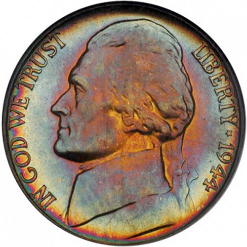 5 cent Obverse Image minted in UNITED STATES in 1944D (Jefferson)  - The Coin Database