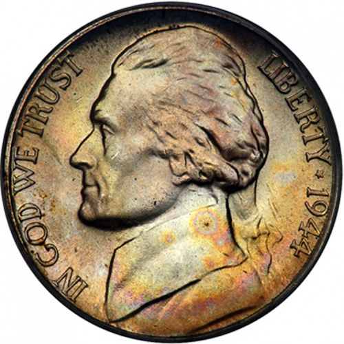 5 cent Obverse Image minted in UNITED STATES in 1944S (Jefferson)  - The Coin Database