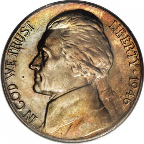 5 cent Obverse Image minted in UNITED STATES in 1946D (Jefferson)  - The Coin Database