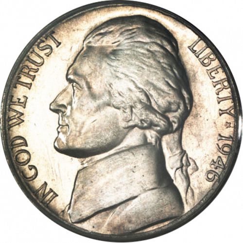 5 cent Obverse Image minted in UNITED STATES in 1946S (Jefferson)  - The Coin Database