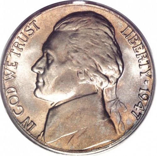 5 cent Obverse Image minted in UNITED STATES in 1947D (Jefferson)  - The Coin Database