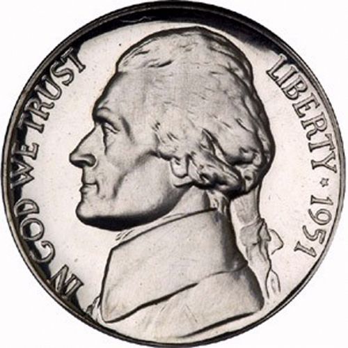 5 cent Obverse Image minted in UNITED STATES in 1951 (Jefferson)  - The Coin Database