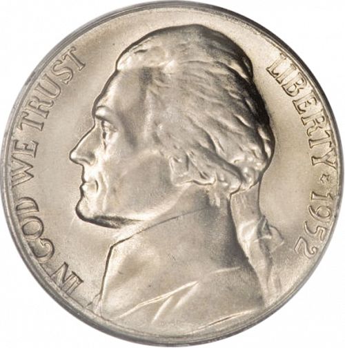 5 cent Obverse Image minted in UNITED STATES in 1952S (Jefferson)  - The Coin Database