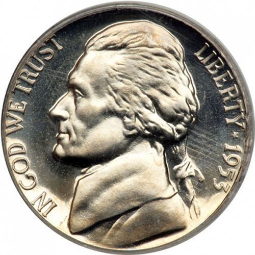 5 cent Obverse Image minted in UNITED STATES in 1953 (Jefferson)  - The Coin Database