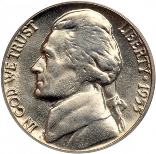 5 cent Obverse Image minted in UNITED STATES in 1955D (Jefferson)  - The Coin Database