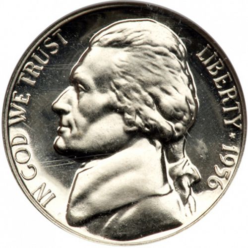 5 cent Obverse Image minted in UNITED STATES in 1956 (Jefferson)  - The Coin Database
