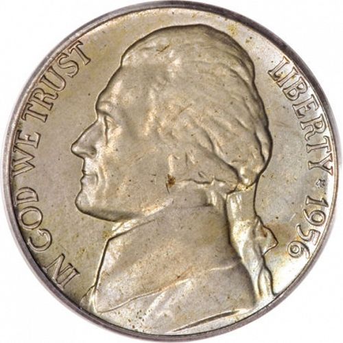 5 cent Obverse Image minted in UNITED STATES in 1956D (Jefferson)  - The Coin Database