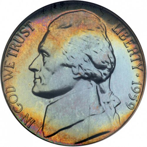 5 cent Obverse Image minted in UNITED STATES in 1959 (Jefferson)  - The Coin Database