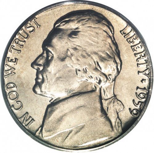5 cent Obverse Image minted in UNITED STATES in 1959D (Jefferson)  - The Coin Database