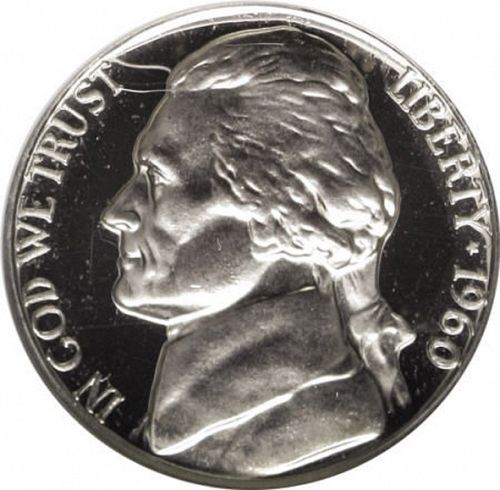 5 cent Obverse Image minted in UNITED STATES in 1960 (Jefferson)  - The Coin Database