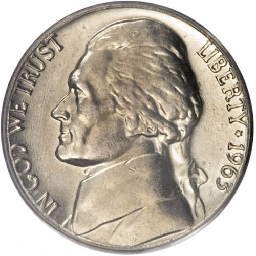 5 cent Obverse Image minted in UNITED STATES in 1963D (Jefferson)  - The Coin Database