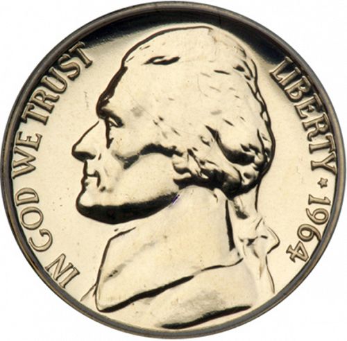 5 cent Obverse Image minted in UNITED STATES in 1964 (Jefferson)  - The Coin Database