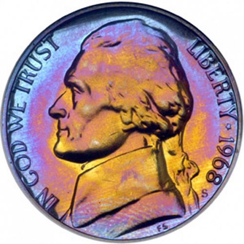 5 cent Obverse Image minted in UNITED STATES in 1968S (Jefferson)  - The Coin Database