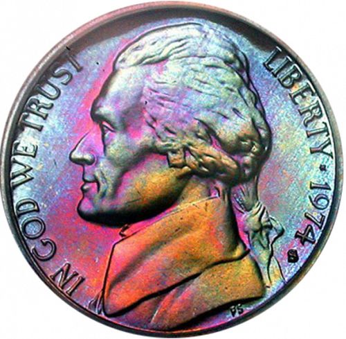 5 cent Obverse Image minted in UNITED STATES in 1974S (Jefferson)  - The Coin Database