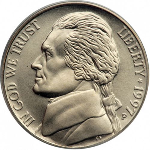 5 cent Obverse Image minted in UNITED STATES in 1997P (Jefferson)  - The Coin Database