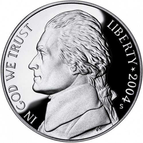 5 cent Obverse Image minted in UNITED STATES in 2004S (Jefferson - Keelboat reverse)  - The Coin Database