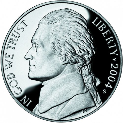 5 cent Obverse Image minted in UNITED STATES in 2004S (Jefferson - Peace medal reverse)  - The Coin Database