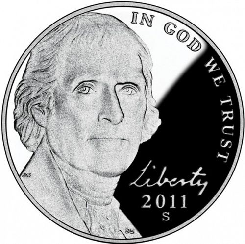 5 cent Obverse Image minted in UNITED STATES in 2011S (Jefferson - New Obverse)  - The Coin Database