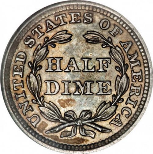 5 cent Reverse Image minted in UNITED STATES in 1844 (Seated Liberty - Drapery added to Liberty)  - The Coin Database