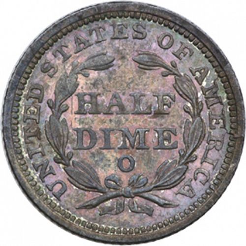 5 cent Reverse Image minted in UNITED STATES in 1844O (Seated Liberty - Drapery added to Liberty)  - The Coin Database