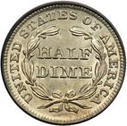 5 cent Reverse Image minted in UNITED STATES in 1852 (Seated Liberty - Drapery added to Liberty)  - The Coin Database
